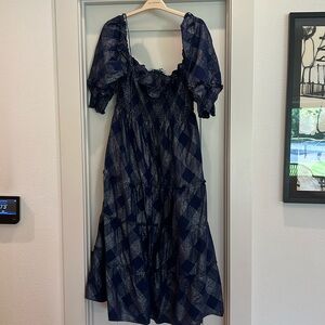 Hill House XL Nap Dress Navy with Silver detailing